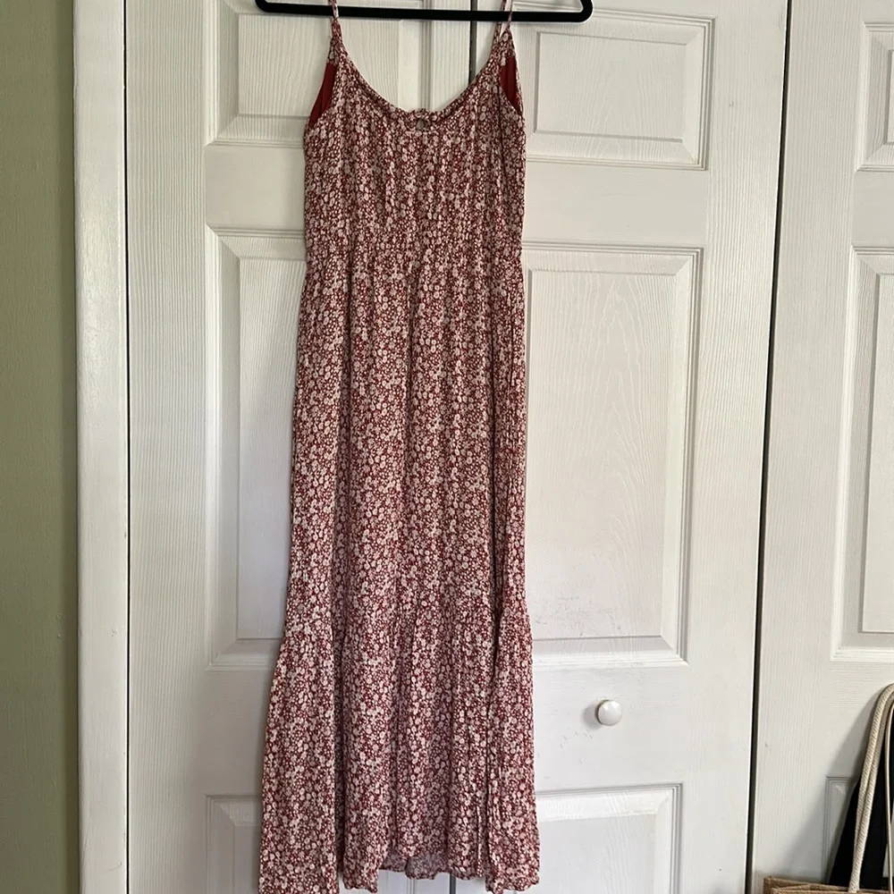Abercrombie Floral Maxi Dress in Red and White